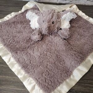 Mary Meyer Baby Grey Gray  Elephant SECURITY BLANKET LOVEY Plush Satin Trim 12"